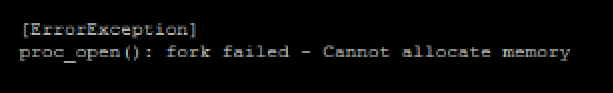 proc_open() fork failed