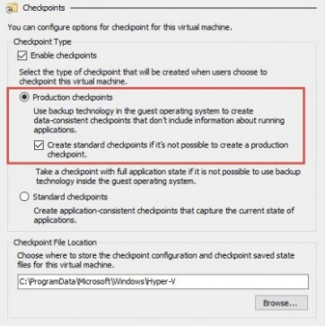 production checkpoint in hyper-V 2016