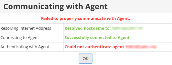 R1Soft could not authenticate agent.