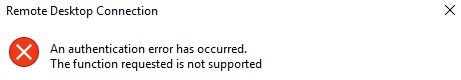 rdp authentication error has occurred