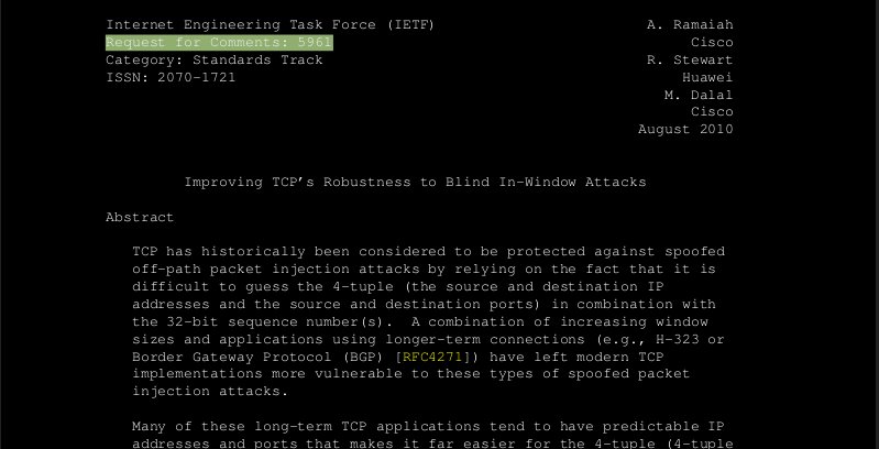 "Off-path" TCP attacks