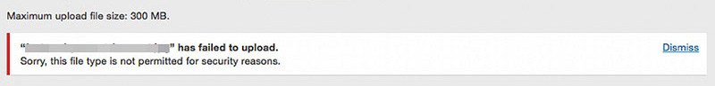 “Sorry this file type is not permitted for security reasons” in WordPress