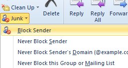 block sender spam server