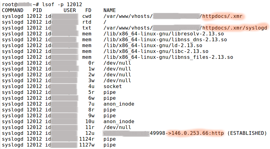 ￼Suspicious process running under user - LSOF output