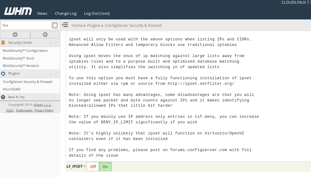 WHM CSF config