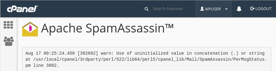 Use of uninitialized value $x in concatenation (.) or string - cPanel WHM error 11.58