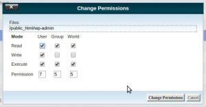 Update permissions for WordPress folders and files