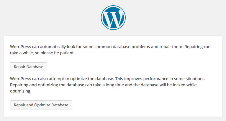 WordPress error establishing database connection - Repair database