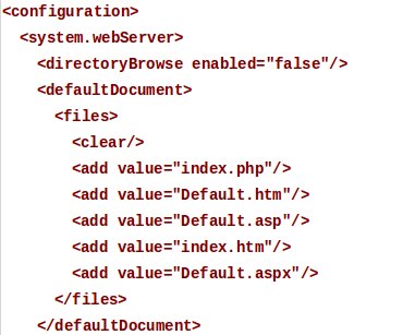 web.config file entries to set index.php for WordPress